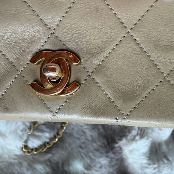 CHANEL Beige Mini Quilted Crossbody Bag - Picture 12 of 17